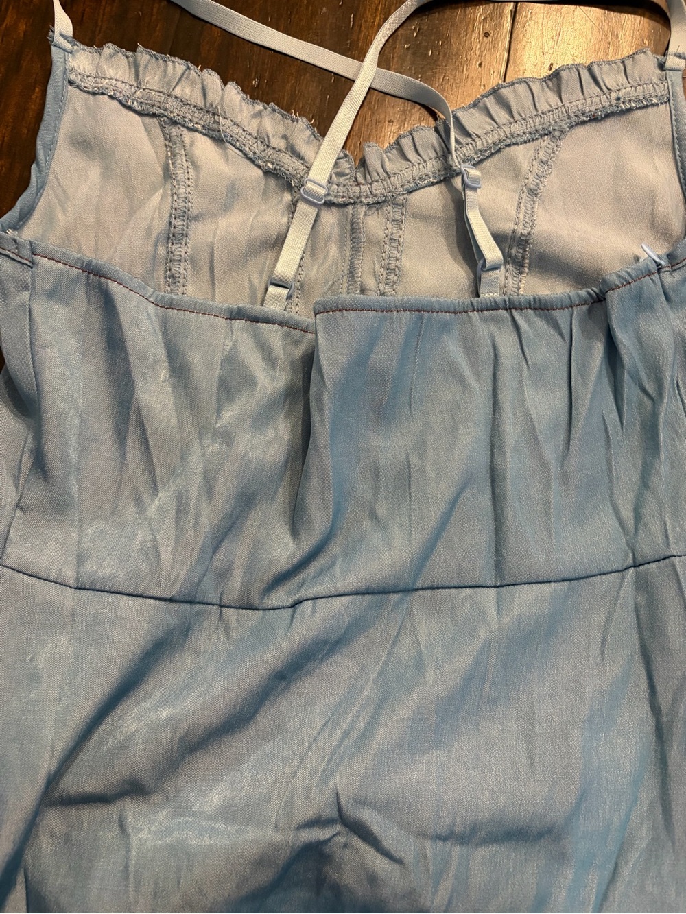 SHEIN Light Wash Denim Ruffle High-Low Dress women’s size medium - Picture 4 of 7
